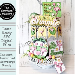 Flamingo zomer gelaagde lade SVG-bestand | Lasergesneden bestand | Gloedforge | Flamingo | Zomer | Tropisch | Flamingo-SVG | Sta hoog