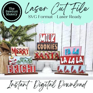 Christmas Holiday Word Stackers | Christmas Mini Block SVG |  Laser Cut File | Glowforge | Christmas Tiered Tray SVG Add-on laser cut svg