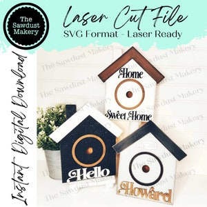 Interchangeable Home Sweet Home Sign Frame Bundle SVG | Laser Cut File | Glowforge | 3" Round Insert Frame | Seasonal Interchangeable