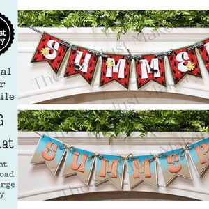 Summer Banner SVG | Laser Cut File | Glowforge | Watermelon SVG | Banner svg | Beach SVG | Summer Svg | Mantle Decor svg