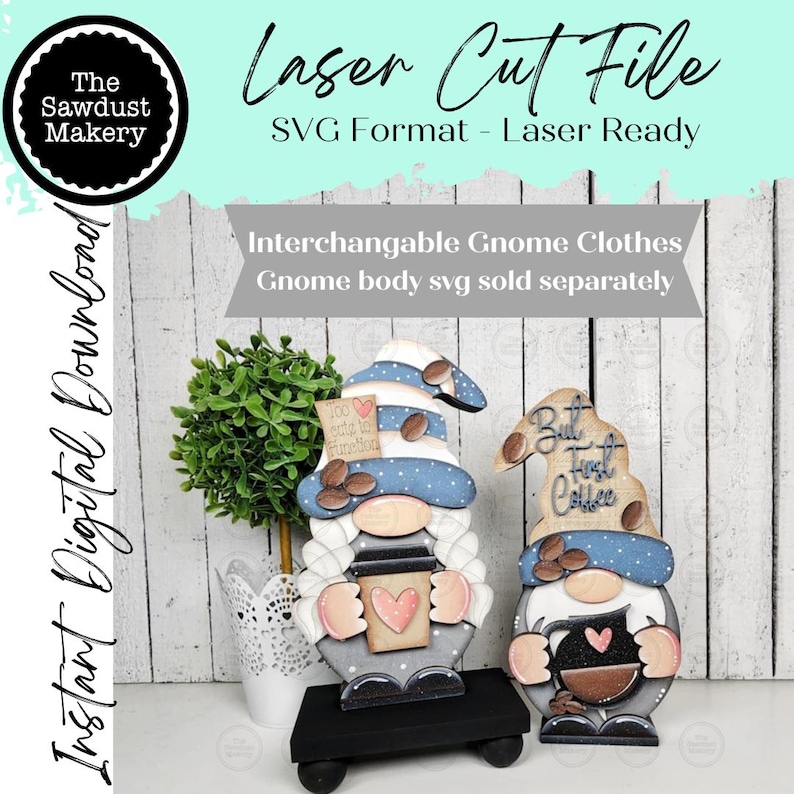 Add-on Interchangeable Gnome SVG File | Coffee Gnome Add - on | Laser ...