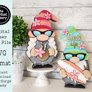 Add-on Interchangeable Gnome SVG File | Summer Add - on | Laser Cut File | Beach Gnome SVG File | SVG | Gnome | Gnome Shelf Sitter