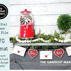 Archivo SVG de relleno de chicles y pancarta de sobre de San Valentín / Carta de amor / Máquina de chicles / Archivo cortado con láser / Glowforge / Archivo SVG de San Valentín