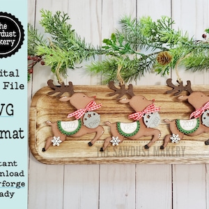 Personalisierte Rentier Weihnachtsverzierung SVG-Datei | Laser-Schnitt-Datei | Tannenbaum | Verzierung | Rentier | Personalisierte Verzierung | Weihnachtsmann