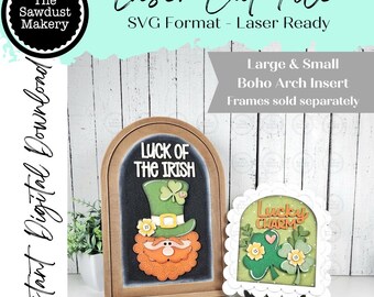 Verwisselbaar groot en klein gebogen boho-bord | St. Patrick Arch-bordenset |  Laserbestand | Boho-borden | Seizoensgebonden verwisselbare SVG