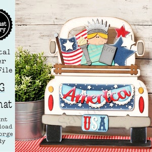 Componenti aggiuntivi per camion intercambiabili Farmhouse Truck SVG / camion da 12" e 24" SVG / camion del 4 luglio / camion Lady Liberty SVG intercambiabili