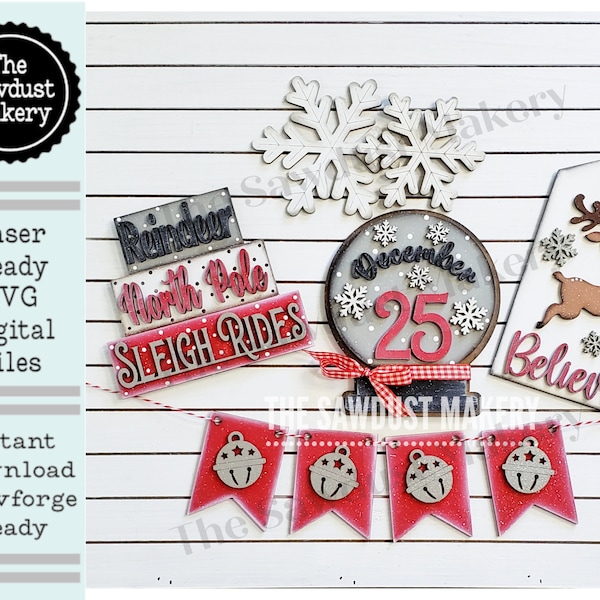 Reindeer North Pole SVG File | Laser Cut File | Glowforge | Santa Claus | Reindeer  | Rudolph | North Pole Laser Cut File