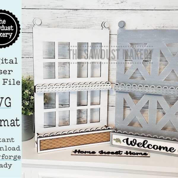 Farmhouse Tiered Tray Stand SVG | Window Box Display Shelf SVG | Laser Cut File | Tiered Tray Holder SVG | Home Decor Mantle svg file