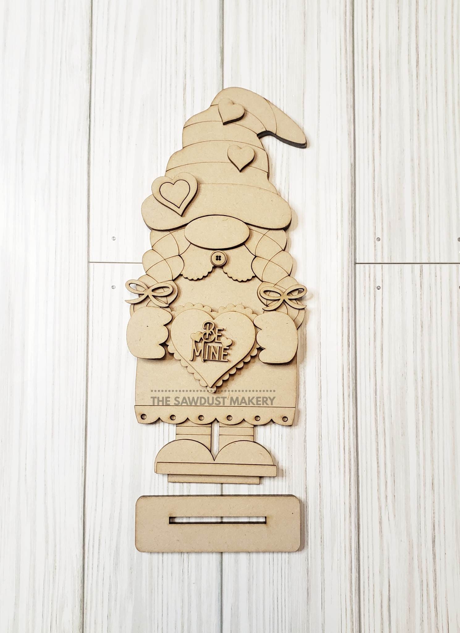 Standing Valentine Girl Gnome SVG File | Hearts | Laser Cut File ...