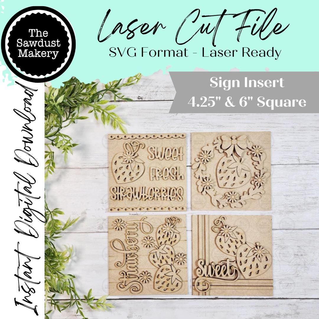 Strawberry Sign Bundle | Laser Cut File | Interchangeable Frame ...