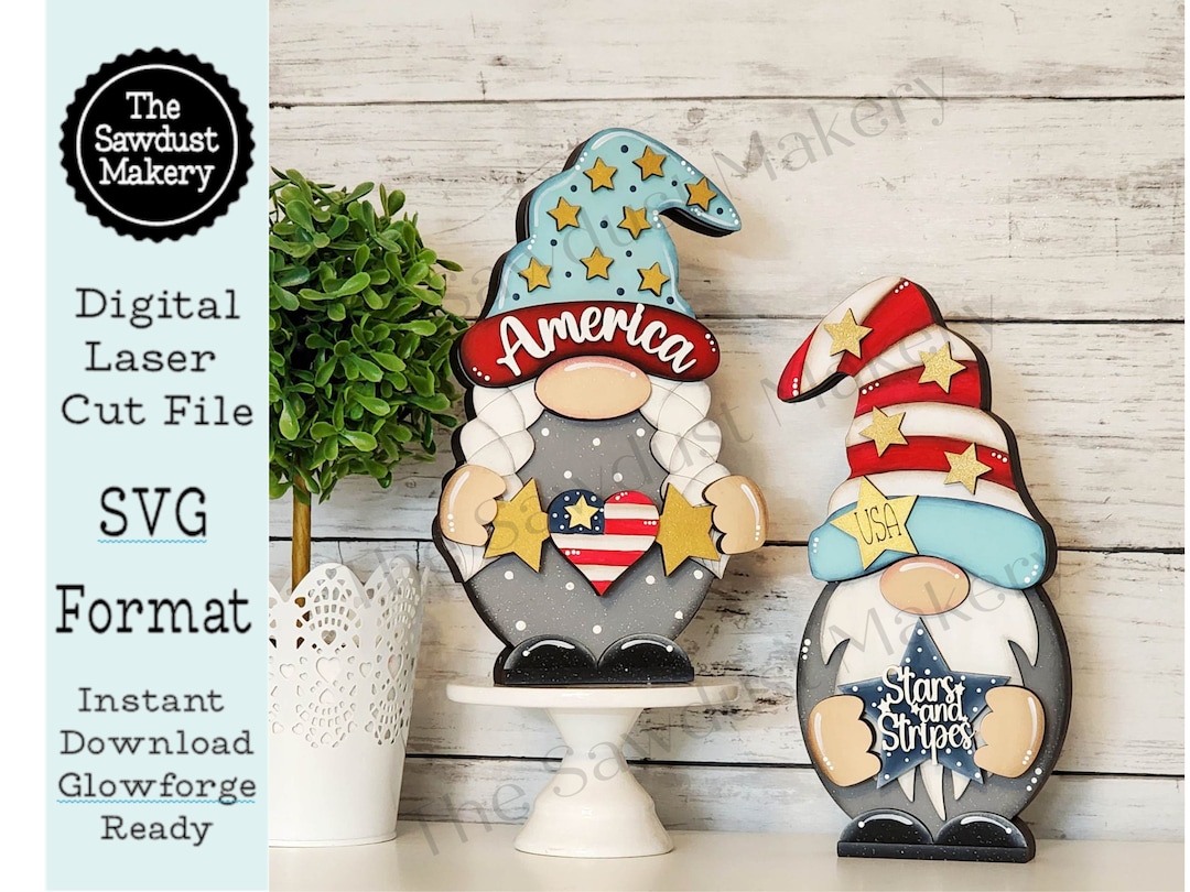 Add-on Interchangeable Gnome SVG File | Patriotic USA Add - on | Laser ...