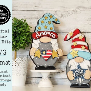 Add-on Interchangeable Gnome SVG File | Patriotic USA Add - on | Laser Cut File | 4th of July Gnome SVG File | Gnome | Gnome Shelf Sitter