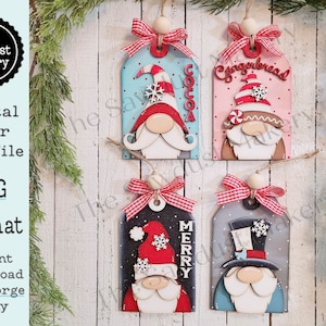 Christmas Gnome Ornament Tags SVG File | Laser Cut File | Christmas Ornament SVG | Christmas svg | Snowman | Gingerbread | Santa