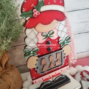 Mrs. Claus Bakery Gnome SVG File Laser Cut File Standing Gnome SVG File Gnome Gnome Shelf Sitter North Pole Gnome SVG image 2