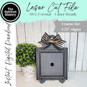 Uchwyt na szyld z listwą wykończeniową 4,25 cala | Wymienny uchwyt na szyld | Ramka na listwę w formacie SVG | Plik do cięcia laserowego | Wymienna ramka