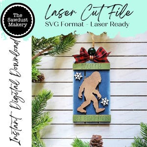 Sasquatch Palette de Noël Titulaire de la carte-cadeau de Noël ornement fichier SVG | Fichier découpé au laser | Ornement de Noël SVG | Ornement SVG