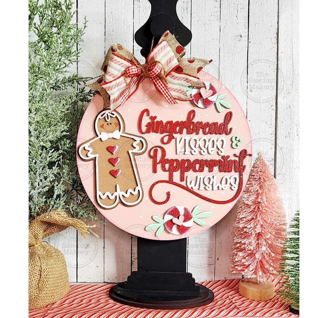 Gingerbread Kisses Door Hanger 10.5" SVG File | Laser Cut File ...