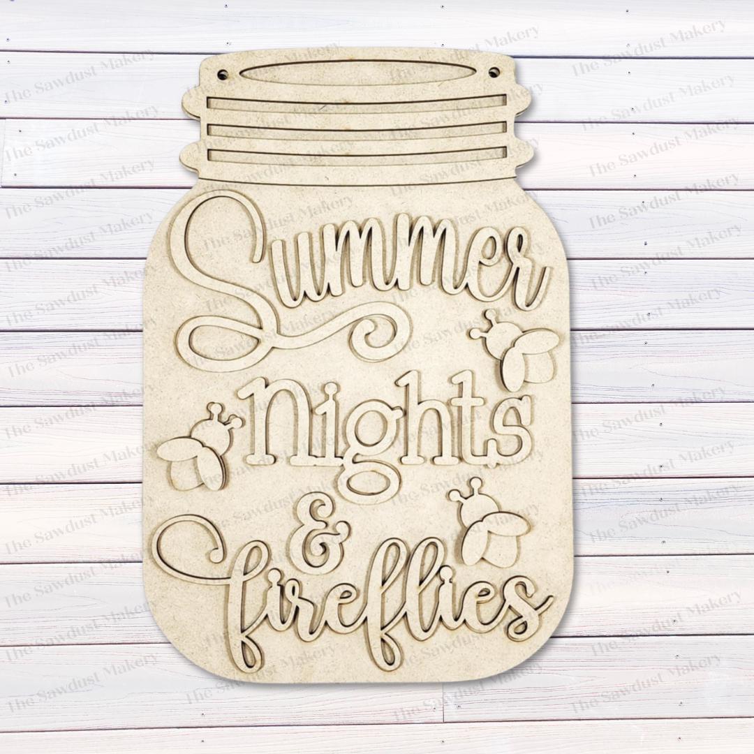 Summer Firefly Mason Jar Door Hanger SVG File | Laser Cut File | Summer ...