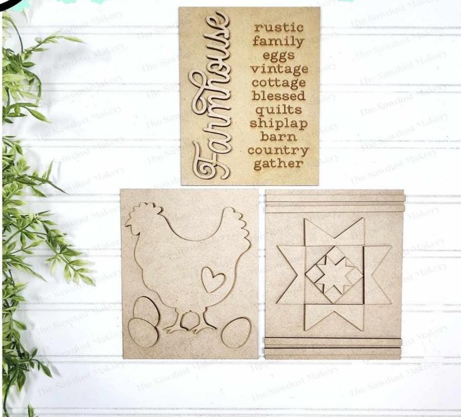 Farmhouse Sign Trio Bundle Laser Cut File | Interchangeable Frame ...