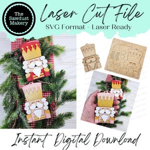 Pacote Pop-Out Nutcracker Christmas Ornament SVG File | Arquivo de corte a laser | Pop-Out Christmas Ornament SVG | Nutcracker Laser Svg