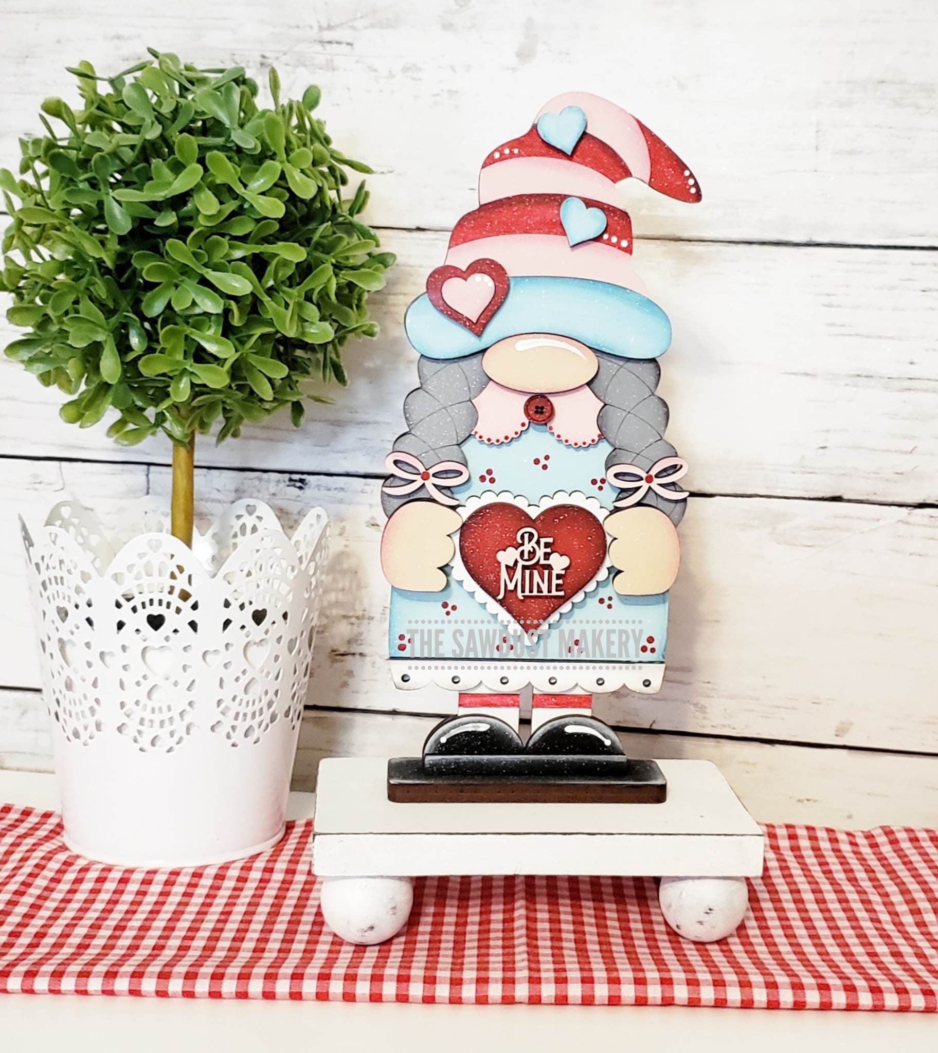 Standing Valentine Girl Gnome SVG File | Hearts | Laser Cut File ...