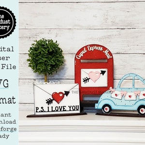 Archivo SVG de carta de amor de San Valentín de pie, Archivo de corte láser, Forja resplandeciente, Buzón de San Valentín, Carta de amor, Amor SVG, San Valentín SVG, Cupido