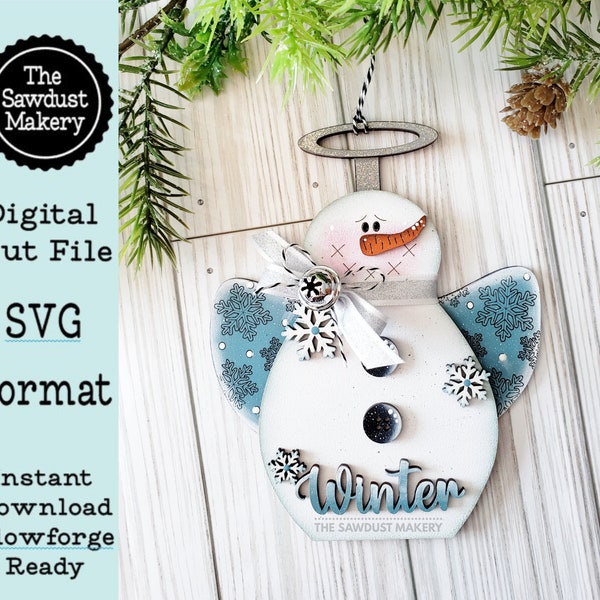 Winter Snow Angel Christmas Ornament SVG File | Laser Cut File | Christmas Ornament SVG | Snowman Ornament | Let it Snow | Snow Angel SVG