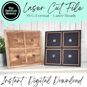 Interchangeable 4 Window Standing Sign Frame Bundle SVG | Laser Cut File | Glowforge | Insert Frame | Seasonal Interchangeable