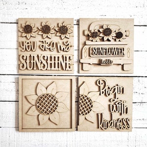 Sonnenblume Zeichen Laser Cut Dateien | Sonnenblume austauschbare lehnende Zeichen Bundle-Datei SVG | Glühschmiede | Herbst Tiered Tablett SVG | Bauernhaus Bilderrahmen Bild 2