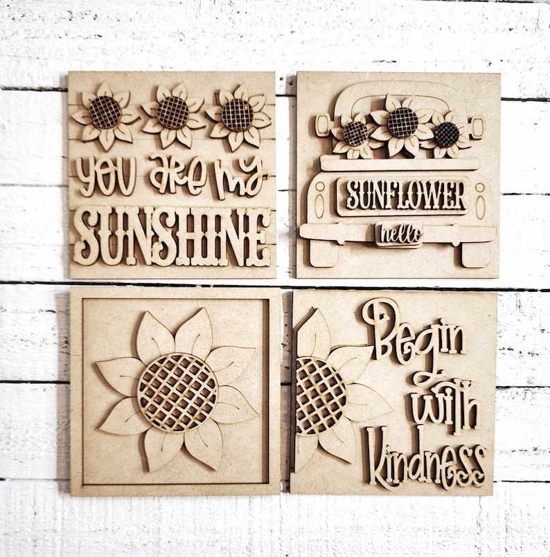 Sonnenblume Zeichen Laser Cut Dateien | Sonnenblume austauschbare lehnende Zeichen Bundle-Datei SVG | Glühschmiede | Herbst Tiered Tablett SVG | Bauernhaus Bilderrahmen Bild 2