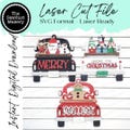 Holiday Truck Ornament Bundle SVG File | Laser Cut File | Christmas Ornament Kit | Ornament SVG | Christmas SVG | Christmas Truck Ornament