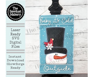 Baby it's Cold Outside Pallet Sign Door Hanger SVG File  | Laser Cut File | Snowman SVG File | Door Hanger svg | WinterSVG | Snowman SVG