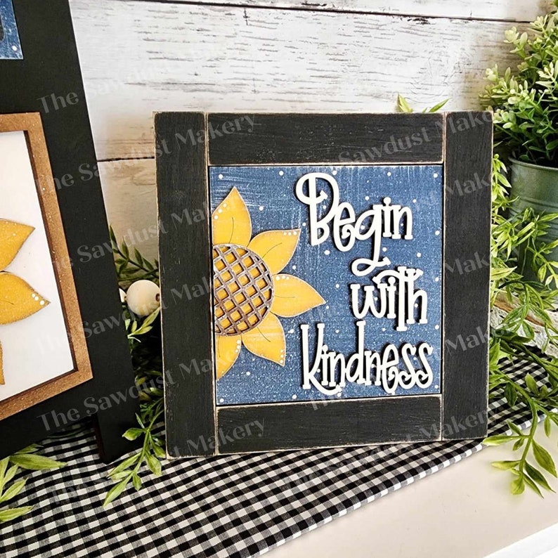 Sonnenblume Zeichen Laser Cut Dateien | Sonnenblume austauschbare lehnende Zeichen Bundle-Datei SVG | Glühschmiede | Herbst Tiered Tablett SVG | Bauernhaus Bilderrahmen Bild 3