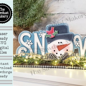 Snow Standing Snowman Shelf Sitter SVG | Snowman laser cut file  Let it Snow | Glowforge | Snowman | Snowbird | Cardinal | Winter SVG