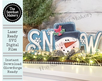 Snow Standing Snowman Shelf Sitter SVG | Snowman laser cut file  Let it Snow | Glowforge | Snowman | Snowbird | Cardinal | Winter SVG
