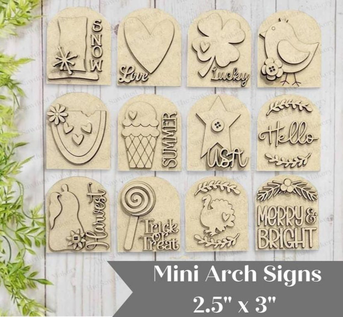 Solid Mini Sign Mini Arch Sign Set Vol 1 SVG Sign Bundle | Seasonal Interchangeable ...