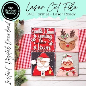 Arquivo de corte a laser do sinal da fazenda de Natal Kringle | Arquivo de corte a laser | Quadro intercambiável | Inserções de sinalização de Natal | Pacote de letreiros do Papai Noel