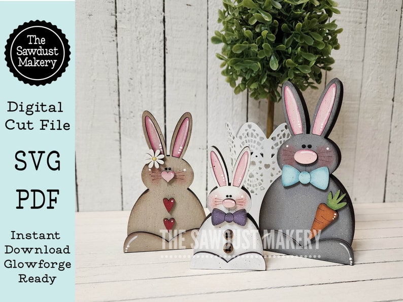 Easter Bunny Trio SVG File | Laser Cut File | Glowforge | Easter ...