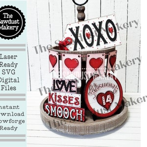 Valentine Tiered Tray SVG File | XOXO | Laser Cut File | Glowforge | Valentine SVG File | Love | Feb 14 | Hearts