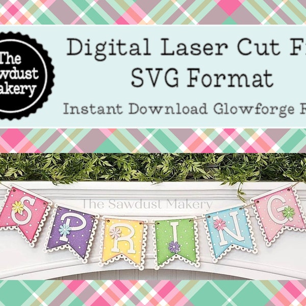 Spring Banner SVG | Laser Cut File | Glowforge | Spring Flower SVG | Banner SVG | Banner | Hello Spring | Spring Svg | Daisies