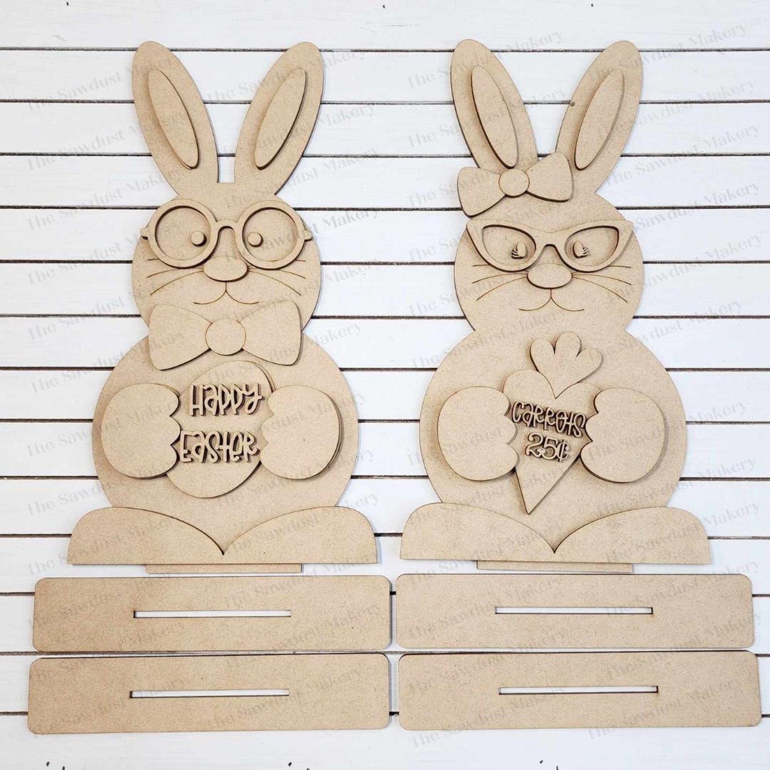 Standing Bunny Couple Shelf Sitters SVG File | Laser Cut File | Easter ...