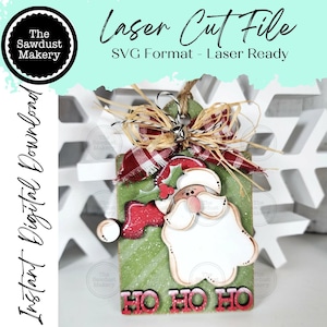 Adorno navideño de Papá Noel en formato SVG para tablero de pruebas / Archivo cortado con láser / Kit de adornos navideños / Adorno SVG / Personalizado
