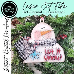 Snowman Let it Snow Ornament SVG File | Laser Cut File |  Christmas Ornament SVG | Ornament Bundle SVG | Snowman Ornament Svg