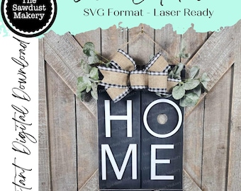 Cartello porta pallet intercambiabile Home Sweet Home SVG / File tagliato al laser / Cornice con inserto rotondo da 3" / SVG intercambiabile stagionale