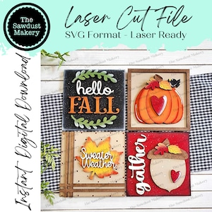 Fall Harvest Sign Laser Cut File | Laser Cut File | Interchangeable Frame | Fall Leaning Ladder| Sweater Weather | Pumpkin Spice SVG