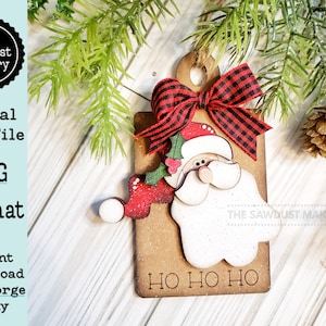 Arquivo SVG de enfeite de Natal de Papai Noel da tábua de pão | Arquivo de corte a laser | Kit de enfeites de Natal | Ornamento SVG | Ho Ho Ho | Personalizado