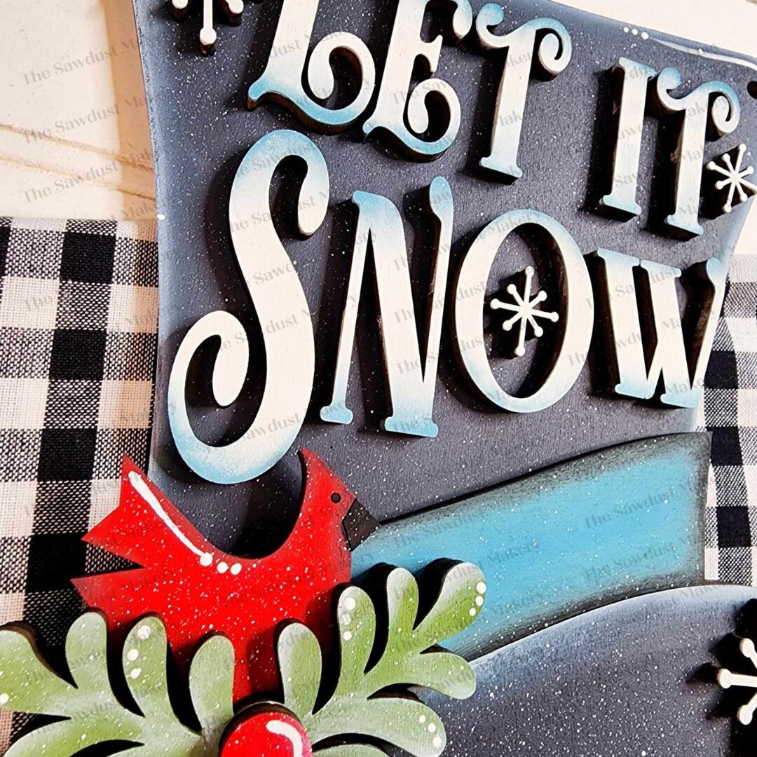 Let It Snow Snowman Door Hanger SVG | Snowman Laser Cut File Let It ...