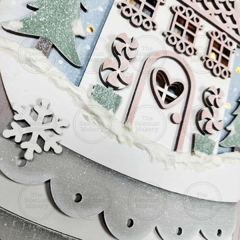 Gingerbread Kisses Snow Globe Light up Door Hanger Sign File SVG ...