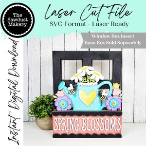 Add-on for Interchangeable Window Box | Spring Blossom Window Box Insert SVG | Laser Cut File | Window Box Shelf Sitter
