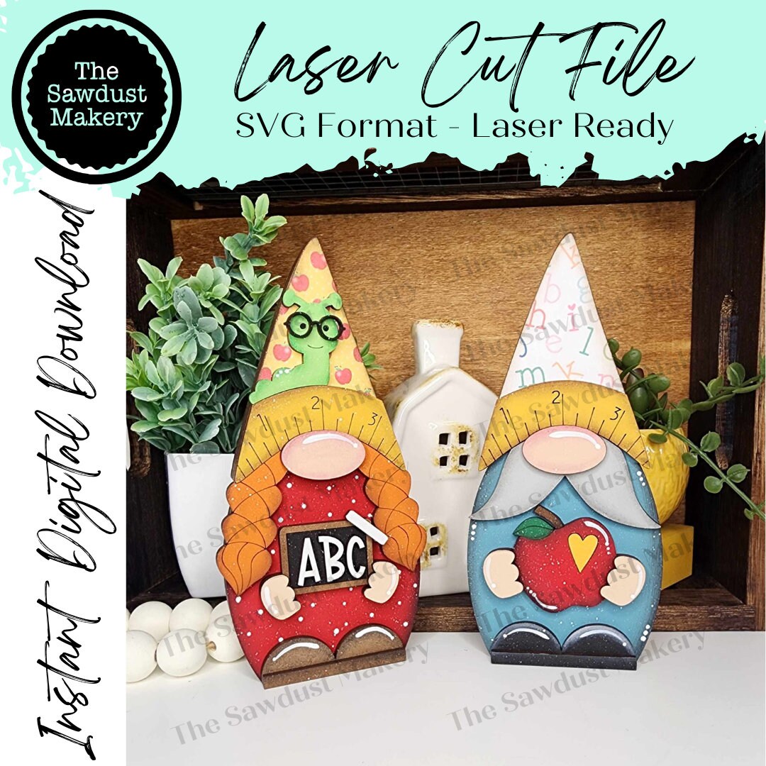 Teacher Mini Gnome Shelf Sitters SVG File | Laser SVG Cut File ...
